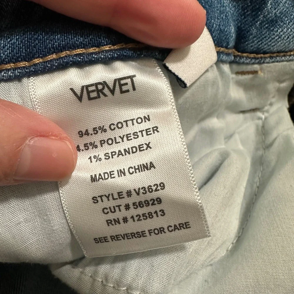 VERVET | Brielle Medium Wash High-Rise Wide Leg Crop Raw Hem Denim Jeans, 27 - Picture 9 of 11